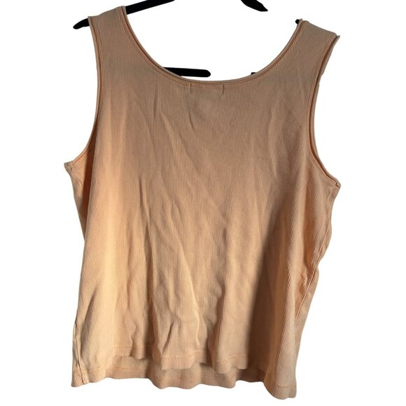 Vintage Lauren Ralph Lauren Womens XL Peach Ribbed Tank Top With Pocket - Picture 5 of 9